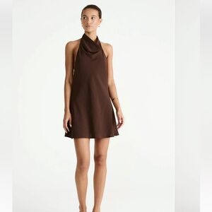NWT Chocolate Brown Halter Mini Dress
